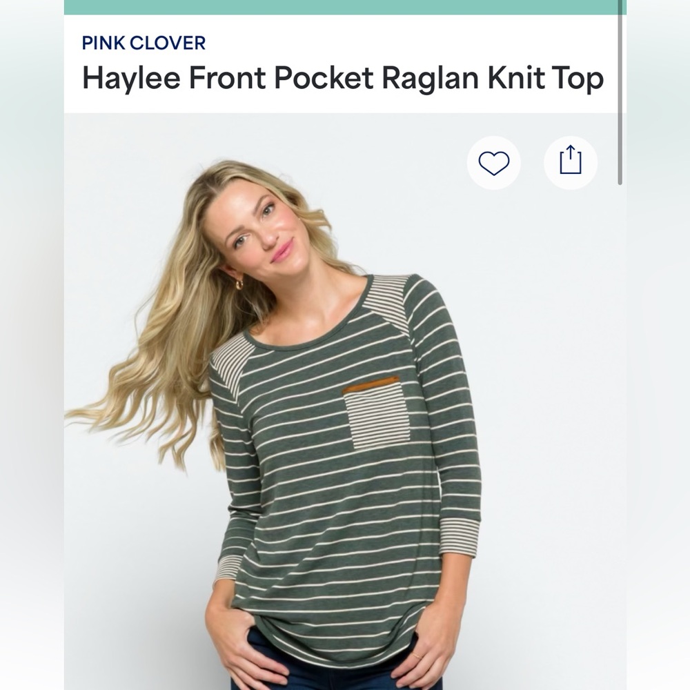 Pink Clover Olive and Cream Striped Knit Top